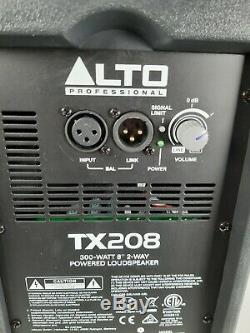 Alto Tx208 Actif 330 Watt Powered 8 Dj Disco Enceintes De Sono (paire) Pas De Câbles