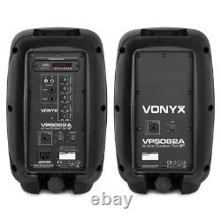 Enceintes de discothèque actives Bluetooth Vonyx VPS082A avec système DJ PA, pieds et sacs