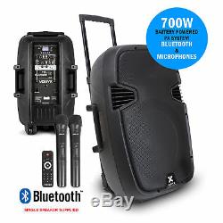Haut-parleur Actif Pa Portable Batterie Intégrée Dj Disco + Microphones 700w Bluetooth