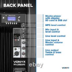 Haut-parleur actif PA 800W sans fil avec streaming audio Bluetooth 15 Vonyx DJ Disco