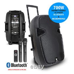 Haut-parleur actif PA mobile avec batterie intégrée DJ Disco + microphones 700W Bluetooth