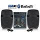 Haut-parleurs Dj Actifs Et Studiomaster 8 Canaux Bluetooth Usb Mixer 800w Disco Party