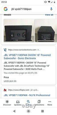 Jbl Vp7315 X2 Jbl Vpsb7118 De X2 Haut-parleurs Actifs Pa Système Disco