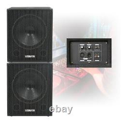Paire Skytec 18 Active Powered Subwoofers Bass Bins Dj Pa Disco Speakers 2000w