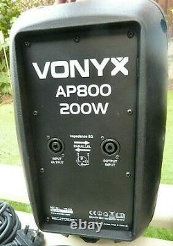 Paire Vonyx Ap800a Active Powered 200w 8 Disco Party Speakers