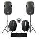 Powered Actif 12 Mobile Dj Pa Disco Speaker Set + Stands, Sacs & Cables 1200w
