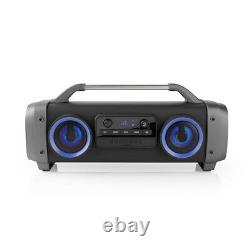 Stereo Boombox Party Lights Disco Wireless Bluetooth Fm Hi-fi Grey Black Usb