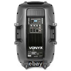 Vonyx 15 Inch Active Powered Pa Sound System Haut-parleurs Mics Stands 1200w Dj Disco