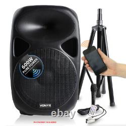 Vonyx 15 Pouces Alimenté Actif Pa Sound System Haut-parleurs Mics Dj Disco Stands 1200w