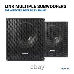 Vonyx 18 Subwoofer Actif Amplifié avec Amplification des Basses pour DJ Disco PA Haut-Parleur Sub 1000W