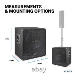 Vonyx 18 Subwoofer Actif Amplifié avec Amplification des Basses pour DJ Disco PA Haut-Parleur Sub 1000W