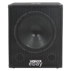 Vonyx 18 Subwoofer Actif Amplifié avec Amplification des Basses pour DJ Disco PA Haut-Parleur Sub 1000W