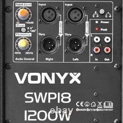 Vonyx Active Powered Subwoofer Speaker Dj Disco Pa Sub Bass 18 Pouces 12
