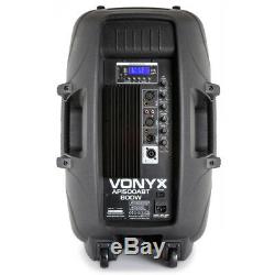 Vonyx Haut-parleur Actif Bidirectionnel De 15 Pouces Pour Dj Disco Pa Bluetooth Mp3 Usb 800w