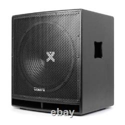 Vonyx Pro 15 Caisson de basses actif alimenté Subwoofer Haut-parleur DJ Disco PA Sub 800W