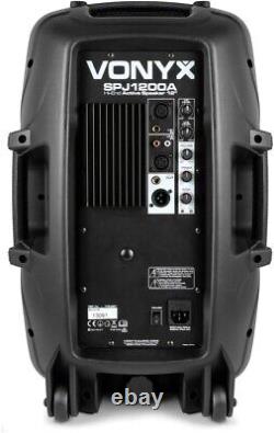 Vonyx Spj-1200a Nouveau 12 Active Powered Portable Pa Speaker System Dj Disco 600w