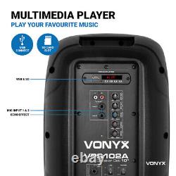 Vonyx VPS102A 10 Haut-parleurs Bluetooth actifs de discothèque Système DJ PA avec pieds et sacs