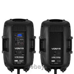 Vonyx VPS152A 15 Enceintes Disco Actives Bluetooth Système DJ PA avec Pieds et Housses