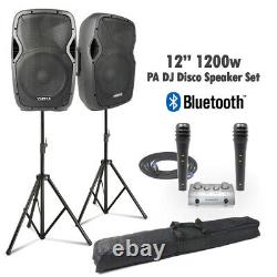 Vonyx Vocal Pa Active 12 Haut-parleurs Système Bluetooth Mp3 1200w & Stands Dj Disco