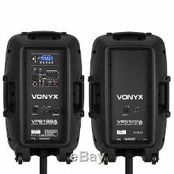 Vonyx Vps122a 12 Actifs Bluetooth Disco Haut-parleurs Dj Pa 800w Avec Des Stands