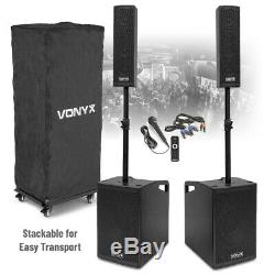Vx-1050 Pa Active Speaker System Subwoofers Et Microphone Puissant Set Dj Disco